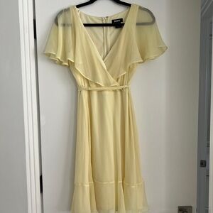 DKNY Light Pastel Yellow Belted Dress Size 8 NWT